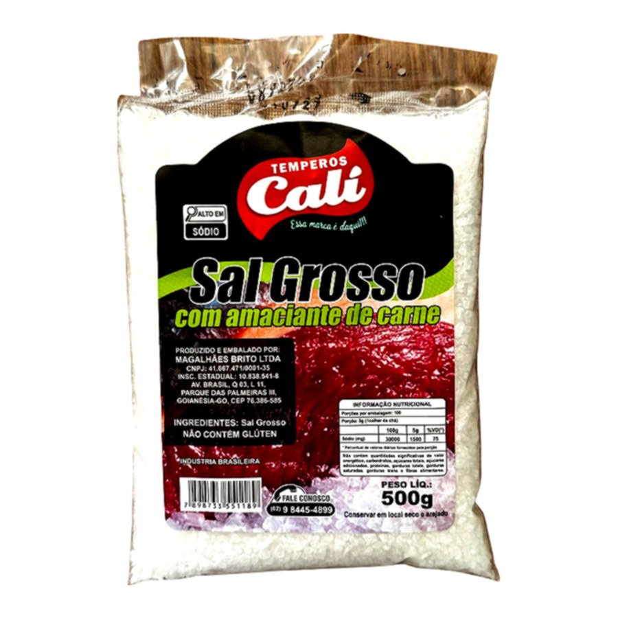 Sal Grosso com Amaciante de Carne 500g — Temperos Cáli